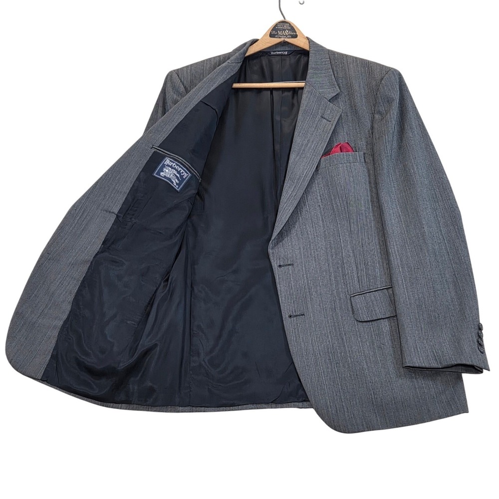 Burberrys Mens 44L Gray 100% Wool Blazer Sport‎ Coat Jacket Union USA Made
